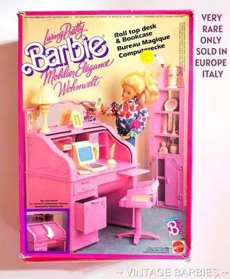 SUPER RARE Vintage Barbie Doll Living Pretty Roll Top Desk & Shelf #3639 1980's
