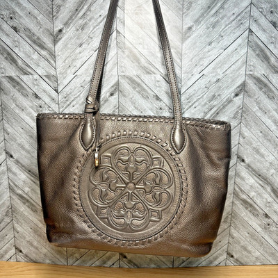 Brighton Ferrara Gabriella Large Medallion Tote Bag Pewter Gray Charm