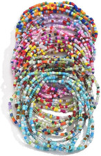 30Pcs Elastic Beaded Bracelets Set Bohemia Multilayer Stackable Seed Beaded Stre