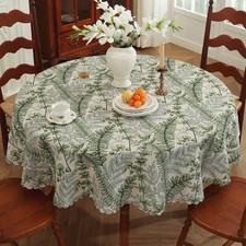 Round Waterproof Tablecloth Linen Textured Table Cloth,Stain and Wrinkle Resista