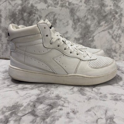 Diadora Playground Shoes Mens 9 White Leather Mid Athletic Lace Up Sneaker Retro