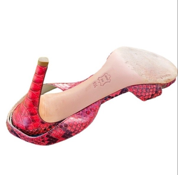 Alexander Birman Red Python Snakeskin Print Sling… - image 5