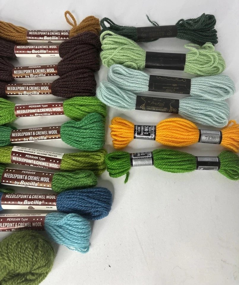 Vtg Bucilla Paragon DMC Needlepoint & Crewel Wool Lot 27 New - Image 3 of 3