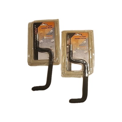 2 Pack Heavy Duty Wall Mount 7-1/2'' Vinyl Coated Screw-In L Type Jumbo Hooks