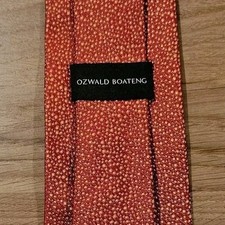 Ozwald Boateng Pure 100% Silk Tie Burnt Orange With Yellow Speckle Contrast Aqua