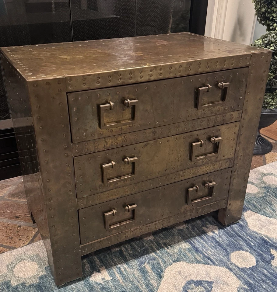 Sarreid 黄铜包好莱坞摄政运动紧凑型 3 个抽屉柜支架 — 第 3/4 张图片