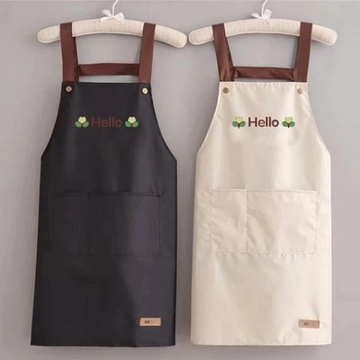 Hello Letter Printed Apron Waterproof Kitchen Kitchen Home Large Pocket