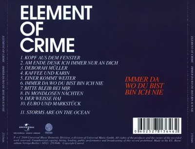 ELEMENT OF CRIME - IMMER DA WO DU BIST BIN ICH NIE NEW CD