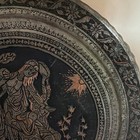 Engraved Metal Decorative Wall Plate, Figural Scene, Floral Border Silver — photo 9