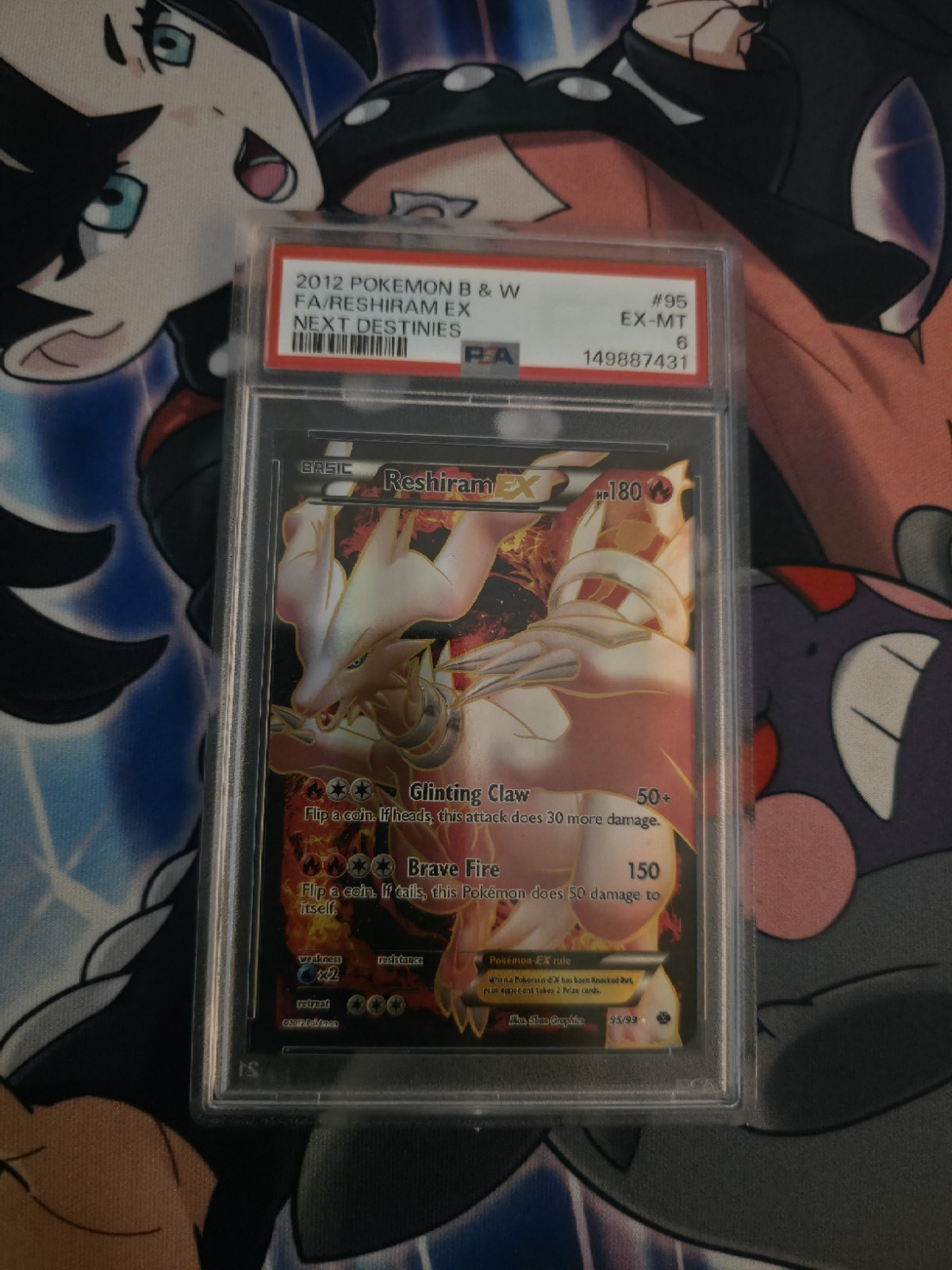 2012 POKEMON BLACK & WHITE NEXT DESTINIES #95 FULL ART/RESHIRAM EX PSA 6
