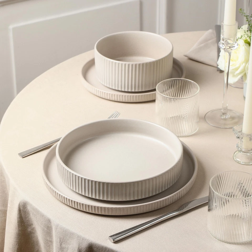 Juegos de 4 tazones para pasta de gres moderno Haven, juego de platos para 4, esmalte reactivo... Foto 3 de 4