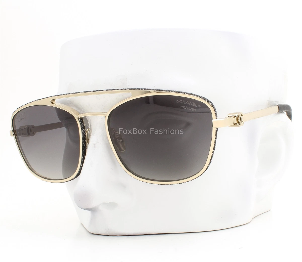 CHANEL Polarized Aviator Metal Frame Brown Lens Women\'s Sunglasses Silver \