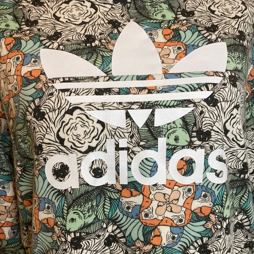 Adidas Youth Girls Hooded Pullover jungle tropical print long sleeve zebra bird - Picture 2 of 10