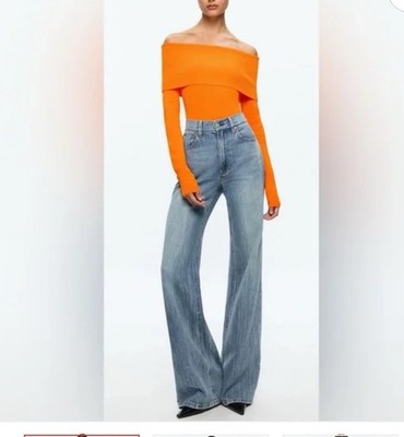 Alice + Olivia Off The shoulder Orange Cropped Top Size 8 Very Good Condition