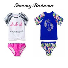 Tommy Bahama Girls Toddler 2 Piece Swimsuit Rash Guard Set UPF 50 Short Sleeve