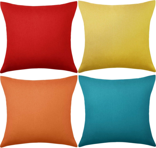 4 Pack Decorative Outdoor Waterproof Throw Pillow Covers, Square Patio Balcony G