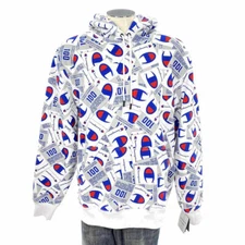 NWT Champion 100th BIG C LOGO All Over Print Hoodie Sweatshirt XS 100 Mens