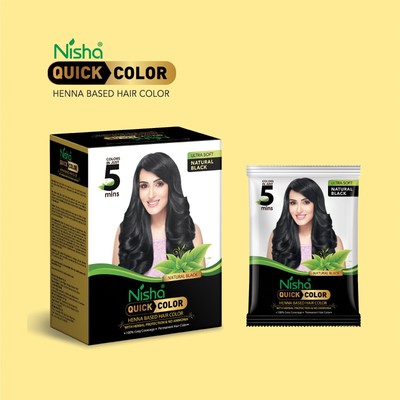 Nisha Quick Hair Color Henna-Based Herbal Protection Natural Black Powder