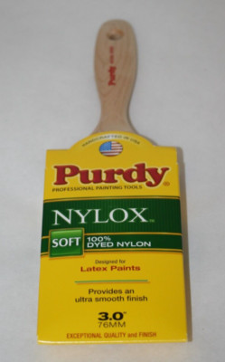 Purdy Nylox 3.0'' 76MM Soft Smooth Flat Nylon Trim Paintbrush Wood Handle NEW