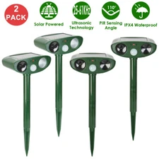 2pcs Animal Repeller Ultrasonic Solar Power for Cat Dog Rabbit Squirrel Raccoon