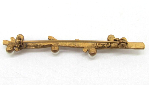 Vtg Danecraft Signed Pearl Branch Shaped Nature Gold Tone Brooch Pin 2.75" - Picture 4 of 7