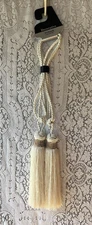 2 Cream Tassel Curtain Tie Backs W/ Bling Holdbacks Tie Rope Home Window Decor