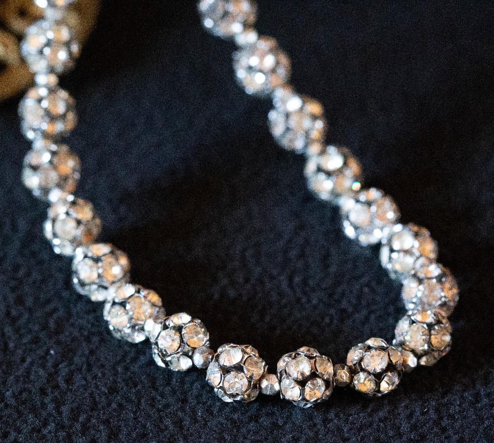 Vintage Rhinestone Choker Disco Ball Necklace 16" Ex.… Gem