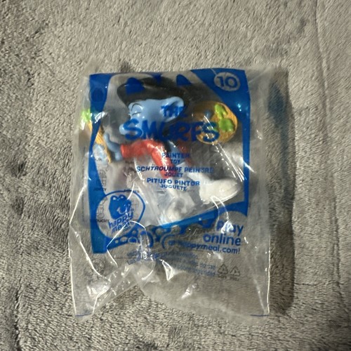 Painter Smurf 2011 Mcdonalds Happy Meal Mini Figure Toy #10 New in Bag - Picture 1 of 2