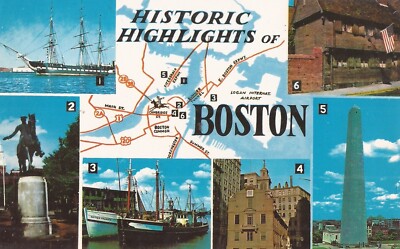 Boston, MASSACHUSETTS - Historic Sights - KEYED MAP