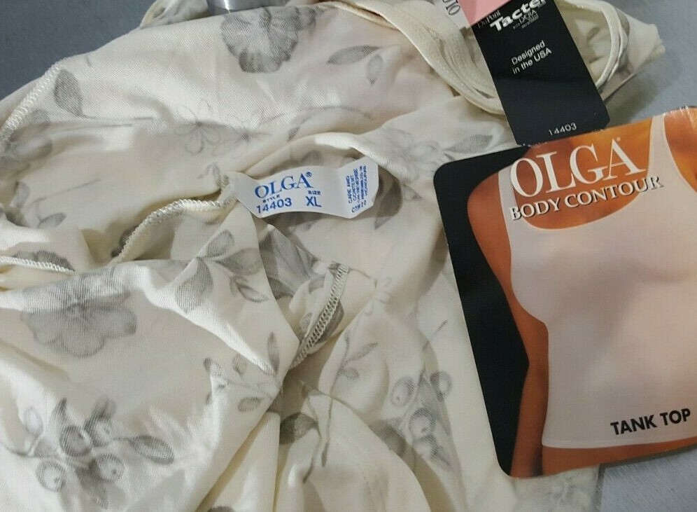 NWT VINTAGE BALI TUMMY CONTROL PANTIES SET W/OLGA FLORAL TANK TOP