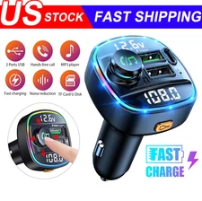 Bluetooth 5.0 Car Wireless FM Transmitter Adapter USB PD Charger AUX Hands LOT