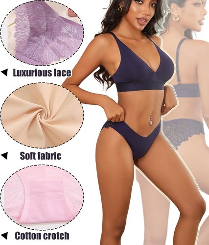 Sexy Underwear for Women Silky Seamless No Show Panties Ladies Lace Bikini - Picture 4 of 18