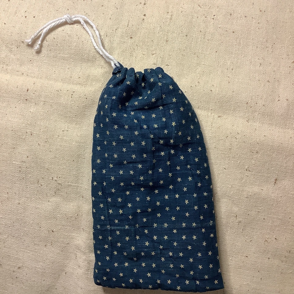 Prim Ditty Seed Bag Indigo Blue With White Stars 1800’s Fabric Handmade Folk Art - Image 3 of 4