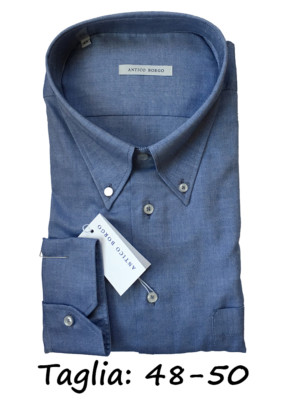 CAMICIA UOMO CALIBRATA OXFORD BLU TAGLIE 48 49 50 ANTICO BORGO BUTTON D.  MANICA | eBay