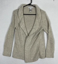 Marina Luna Angora Wool Blend Open Front Cardigan Womens Large Oatmeal