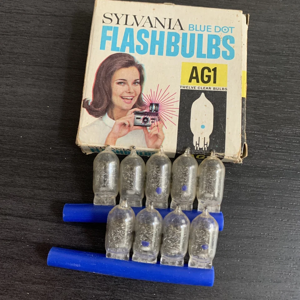 Bombillas flash vintage Sylvania punto azul AG1B 9 bombillas Foto 2 de 4