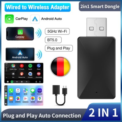 Wireless -Apple Carplay Adapter Android Auto Adapter USB Car Dongle Connect Box