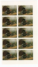 US 1989 WISCONSIN TURKEY HUNTING STAMPS IMPERF SHEET OF 10 $137.50 FACE VALUE