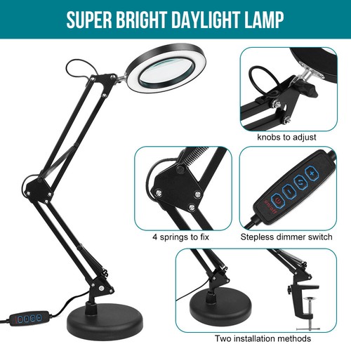 Lupe mit Licht und Ständer 10X, 2-in-1 stufenlos dimmbare LED-Schreibtischlampe - Bild 8 von 11