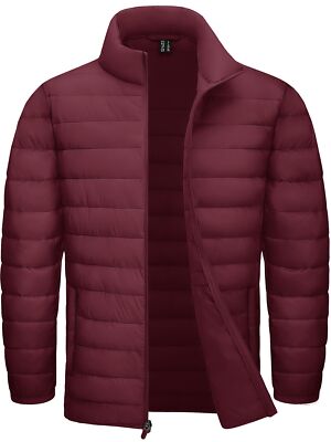 Men's Lightweight Padded Thick Jackets Full-Zip Warm Coat Winter Quilted Outwear