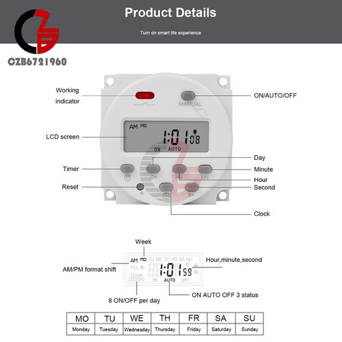 DC 12V 24V AC 110V CN101S Timer Switch Controller Automatic Cycle Timing Switch - Picture 72 of 108