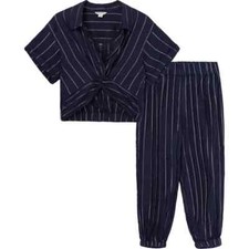 HABITUAL Kids Metallic Striped Coverup Set, Navy Big Kids Size 14