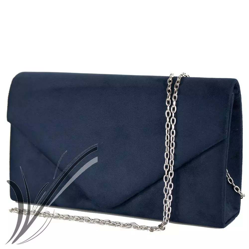 Pochette donna blu cerimonia scamosciata elegante clutch borsa borsetta da  sera