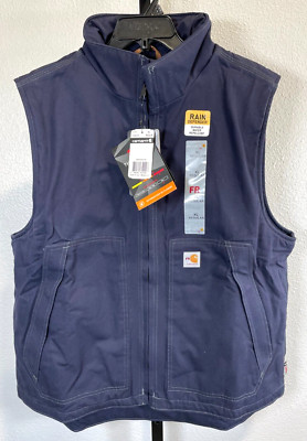 NWT Carhartt Rain Defender FR Flame-Resistant Quick Duck Vest Navy