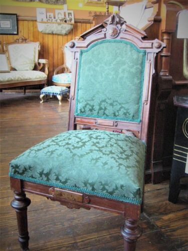 Victorian Renaissance Revival Parlor Chair New Upholstery - Picture 2 of 7