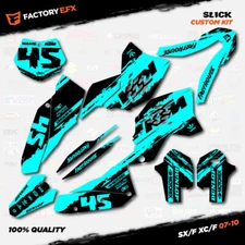 Black & Cyan Slick Racing Graphics Kit fits KTM 07-10 SX Sxf XC 125 250 300 450