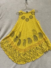 yellow paisley bohemian flowy sundress  Solazo Fashion free sizing
