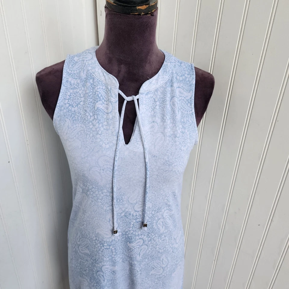 MICHAEL Michael Kors size XS Blue Paisley Batik Sleeveless Jersey Ruffle Dress - Image 3 of 4