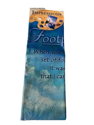 VTG Footprints in the Sand Hand Painted Touch FLAG IMPRESSIONS By NCE 25  X 38 