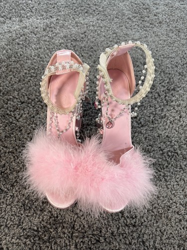 Dolls Kill Sugar Thrillz Damen-Heels 9 Blushin' Crushin' Marabu Feder rosa - Bild 2 von 6